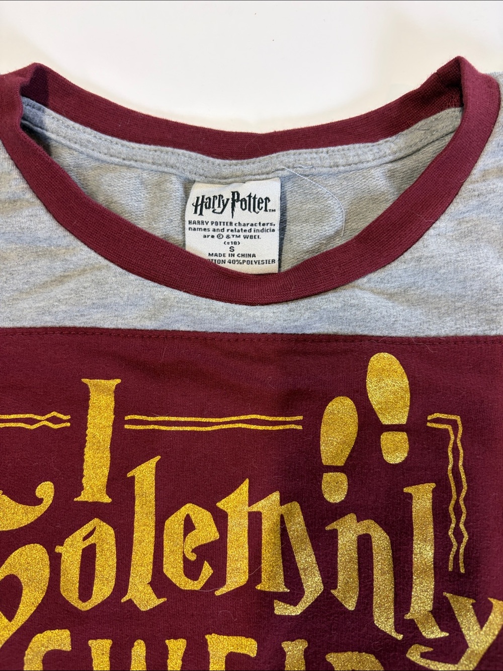 Harry Potter I Solemnly Swear Graphic Sweatshirt Burgundy Size Small - Picture 2 of 5